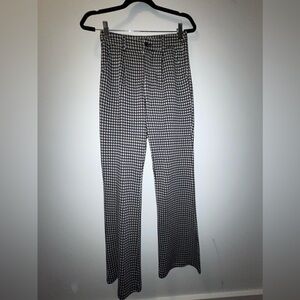 Cider Grey/Blue and Black Houndstooth Plaid Flared Trousers